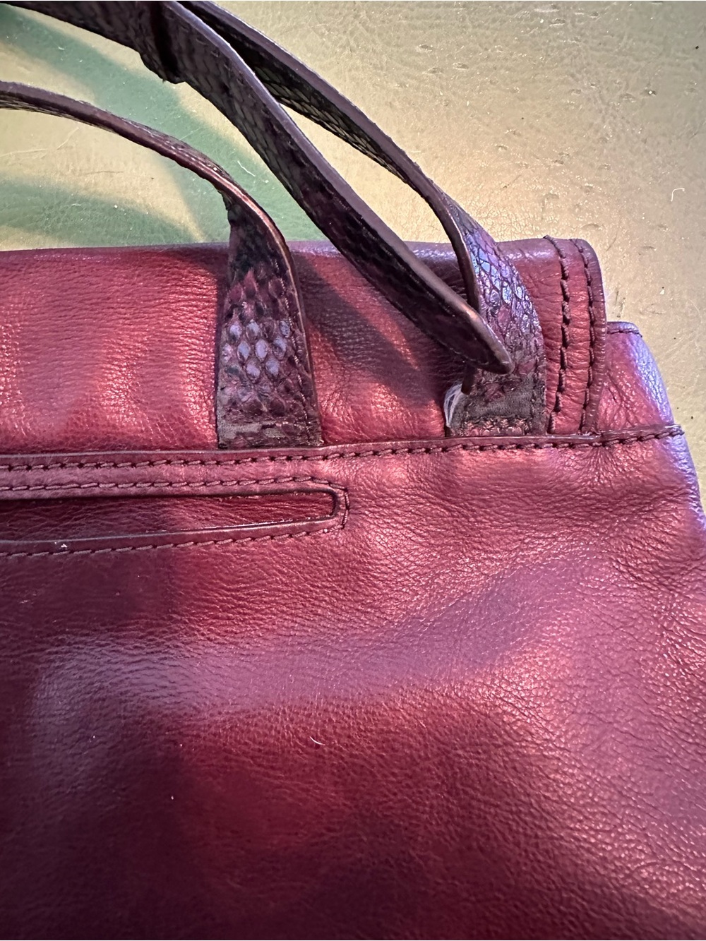 🍒 Fossil Willow Leather Crossbody Bag Burgundy Snake Skin trim - Picture 6 of 9